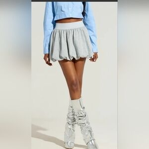 Musera Cottagecore Light Gray Bubble Hem Mini Skirt Size XL